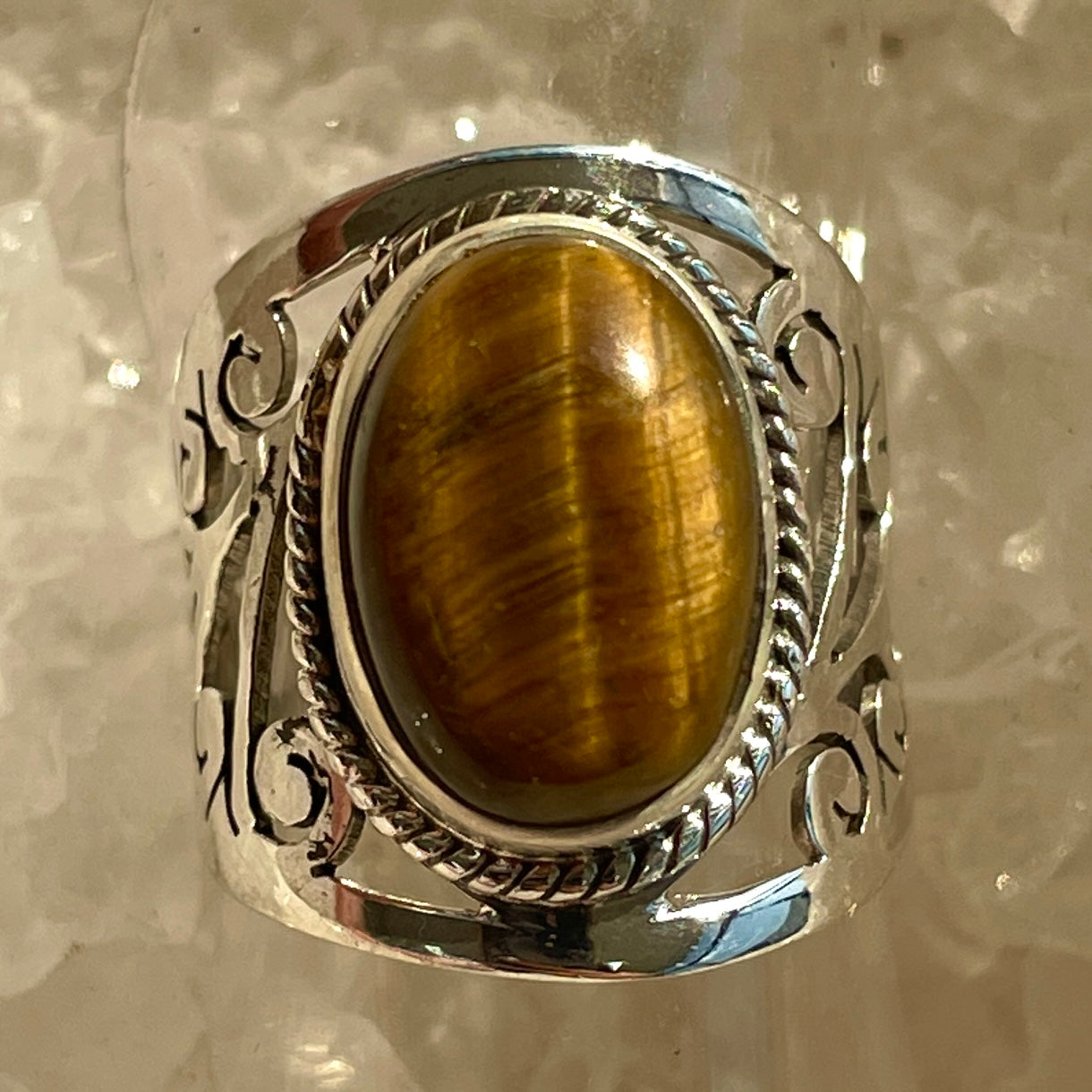 Tigers Eye Sterling Silver Ring - Sz7 TE8 Tigers Eye Sterling Silver Ring - Sz7 TE8